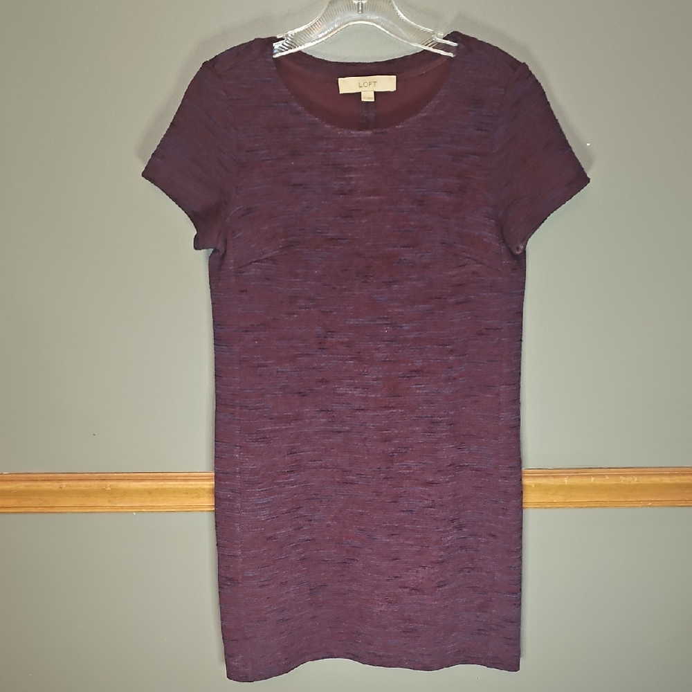 LOFT Rich Plum Short Sleeve Dress